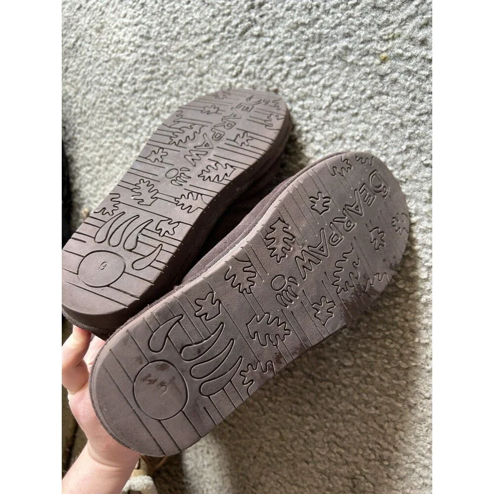 BearPaw Emma Tall Suede Sheepskin Lined Flat Casual Boots Size 9 Dark Brown